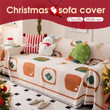 180 x 130 CM Christmas Jacquard Chenille Sofa Cover Throw Blanket with Tassel Fringe (Style 2), Elegant Festive Couch Protector Slipcover for Holiday Home Decor and Multi-Purpose Use