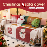 180 x 340 CM Christmas Jacquard Chenille Sofa Cover Throw Blanket with Tassel Fringe (Style 3), Elegant Festive Couch Protector Slipcover for Holiday Home Decor and Multi-Purpose Use