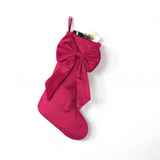 18 Inch Oversized Red Luxury Velvet Christmas Stocking with Bow & Loop, Fireplace Hanging Gift Bag, Holiday Mantel Decor and Present Holder