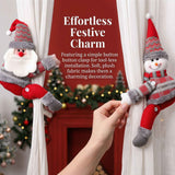 Snowman Christmas Curtain Tiebacks, Large Plush Doll Holdbacks - Curtain Festival Charm for Christmas in July, Winter Christmas, Yulefest, Secret Santa Gift