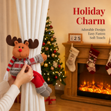 Reindeer Christmas Curtain Tiebacks, Large Plush Doll Holdbacks - Curtain Festival Charm for Christmas in July, Winter Christmas, Yulefest, Secret Santa Gift