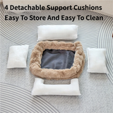 Brown Bubble Plush Pet Sofa Bed with Removable Cushion S Size 60*45*23CM – Ultra-Soft Winter Thickened Warm Pet Nest with Raised Bolster Edges, Washable Plush Cover and Non-Slip Base, Cozy and Soft Sleeping Space for Dog & Cat Home Use