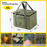 30L Collapsible Outdoor Tactical Organizer, Oxford Fabric Large Capacity Camping Gear Storage Bin with Waterproof PVC Base & Hanging Webbing for Picnic, Hiking, Camping & Kitchen Utensils, Green 38 x 26 x 30cm