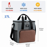 17L Large Capacity Insulated Cooler Bag, Muti Pockets Oxford Fabric Lunch Tote – Foldable 3-Layer Thermal Storage Crossbody Bag with Shoulder Strap, 2-Pack Gray and Navy Blue