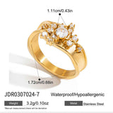 3-Piece Vintage Gold-Plated Stainless Steel Rings Set for Women - Waterproof Hypoallergenic Stackable Statement Rings, Pearl Crystal & Lace Style Collection Size 7 Inner Diameter 0.68 in