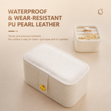 Black Waterproof PU Leather Jewelry Travel Case with Removable Ring Tray, Portable Mini Jewelry Organizer Box for Rings Earrings Necklaces Lipstick