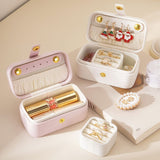 White Waterproof PU Leather Jewelry Travel Case, Portable Mini Jewelry Organizer Box for Rings Earrings Necklaces
