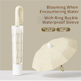 Skin Red Foldable Automatic Open Umbrella with Retractable Waterproof Sleeve, Clip Handle and Winproof Dual Rib - Lightweight Rain Sun Umbrella, Large Diameter 105cm, Compact 37cm Storage, Flower Pattern Appears When Wet