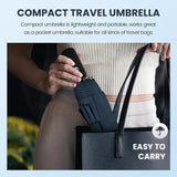 46 inch Navy Blue Windproof Automatic Travel Folding Umbrella and Black Absorbent Hanging Storage Pouch Set – Compact 3-Fold Auto Open Close Umbrella wth Double Canopy and 10 Reinforced Ribs for Rain & Sun Outdoor Use