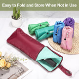 46 inch Navy Blue Windproof Automatic Travel Folding Umbrella and Black Absorbent Hanging Storage Pouch Set – Compact 3-Fold Auto Open Close Umbrella wth Double Canopy and 10 Reinforced Ribs for Rain & Sun Outdoor Use