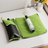 2-Pack Waterproof Oxford Umbrella Storage Pouch with Zipper and Absorbent Microfiber Lining, Mutifunctional Hanging Umbrella Sleeve & Cleaning Cloth for Car Travel School and Daily Use, Black and Green 28 x 12cm
