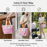 Black and Blue Foldable 4-Zone Car Insulated Drink Carrier Bag Bonus 2 Pack Mutifunctional Headrest Hook Phone Holders, No-Spill Car Cup Holder Organizer and Back Seat Mobile Phone Mount Travel Set for Most Water Bottles