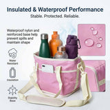Black Foldable 4-Zone Car Insulated Drink Carrier Bag Bonus 2 Pack Mutifunctional Headrest Hook Phone Holders, No-Spill Car Cup Holder Organizer and Back Seat Mobile Phone Mount Travel Set for Most Water Bottles