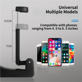 4 Pack Black Car Headrest Hook with Phone Holder for Purses Bags and 4-6.5 Inch Smartphones, Universal 360 Rotation Back Seat Storage Hook and Mobile Stand