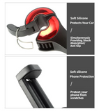 4 Pack Black Car Headrest Hook with Phone Holder for Purses Bags and 4-6.5 Inch Smartphones, Universal 360 Rotation Back Seat Storage Hook and Mobile Stand
