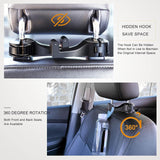 4 Pack Red Car Headrest Hook with Phone Holder for Purses Bags and 4-6.5 Inch Smartphones, Universal 360 Rotation Back Seat Storage Hook and Mobile Stand
