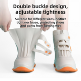 Thickened Waterproof Silicone Rain Shoe Covers with Adjustable Double Buckle Closure, Durable Non-Slip Reusable Overshoes for Men and Women Hiking Camping Daily Use, Blue White Blocking, L Size (EU 37-39)