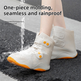 Thickened Waterproof Silicone Rain Shoe Covers with Adjustable Double Buckle Closure, Durable Non-Slip Reusable Overshoes for Men and Women Hiking Camping Daily Use, Blue White Blocking, 2XL Size (EU 43-45)