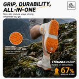 Thickened Waterproof Silicone Rain Shoe Covers and USB Powered Telescopic 3-Setting Timer Shoe Dryer Set for Rainy Season Commuting Camping Hiking Use, Reusable Non-Slip Overshoes with Double Buckle Closure, Khaki Orange Blocking, XL Size (EU 40-42)