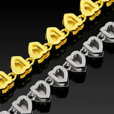 Silver-Plated Heart Rhinestone Cuban Link 18 inch Tennis Necklace and 7 inch Tennis Bracelet Set for Women, Crystal Heart Chain Fashion Jewelry Accessories with Gift Box