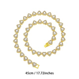 Gold-Plated Heart Rhinestone Cuban Link 18 inch Tennis Necklace and 7 inch Tennis Bracelet Set for Women, Crystal Heart Chain Fashion Jewelry Accessories with Gift Box