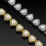 8 inch Silver-Plated & Gold-Plated Heart Rhinestone Tennis Bracelet for Women, Crystal Heart Chain Fashion Jewelry Accessories with Gift Box (2 Pack)
