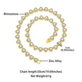 7 inch Silver-Plated & Gold-Plated Heart Rhinestone Tennis Bracelet for Women, Crystal Heart Chain Fashion Jewelry Accessories with Gift Box (2 Pack)