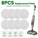 Style 4 Shark Steam Dual-Head Mop Replacement Pads 8 Pack - 7.5 Inch Reusable Round Microfiber Scrubbing Pads Compatible with Shark S7000, S7201, S8001, S8201, S7001, S7000AMZ, S7001TGT, S7005, S7020