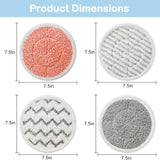 Style 4 Shark Steam Dual-Head Mop Replacement Pads 8 Pack - 7.5 Inch Reusable Round Microfiber Scrubbing Pads Compatible with Shark S7000, S7201, S8001, S8201, S7001, S7000AMZ, S7001TGT, S7005, S7020