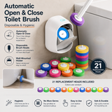 Automatic Flip-Open Disposable Toilet Brush Set with 21 Cleaning Refill Heads, Wall Mounted Storage, One-Button Hygienic Release, 360° Rotating Deep Cleaning, 51cm Long Handle Bathroom Toilet Cleaner