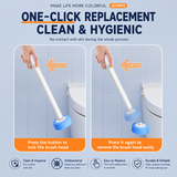 Automatic Flip-Open Disposable Toilet Brush Set with 21 Cleaning Refill Heads, Wall Mounted Storage, One-Button Hygienic Release, 360° Rotating Deep Cleaning, 51cm Long Handle Bathroom Toilet Cleaner