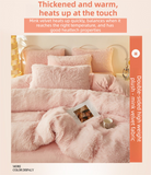 Dark Grey Luxury Thick Plush 4 Piece Bedding Set for 1.5m & 1.8m Beds – Winter Ultra Soft Warm Bedding with Double-Sided Faux Mink Fur & Crystal Velvet, includes 200 x 230CM Quilt Cover, 230 X 250cm Flat Sheet and 2PCS  48 × 74CM Pillowcases