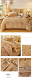 Khaki Luxury Thick Plush 4 Piece Bedding Set for 1.5m & 1.8m Beds – Winter Ultra Soft Warm Bedding with Double-Sided Faux Mink Fur & Crystal Velvet, includes 200 x 230CM Quilt Cover, 230 X 250cm Flat Sheet and 2PCS  48 × 74CM Pillowcases