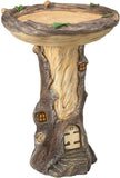 Resin Bird Bath Feeder Garden Ornament with Tree House Design – Tree Stump Decorative Outdoor Bird Feeder for Patio, Lawn & Yard