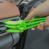 4 Pack Green Shutter and Car AC Vent Cleaner Brush with Washable Microfiber Cleaning Cloth – Reusable Window Blind Dust Remover for Air Vent, Car AC Vent, Fan & Narrow Gap