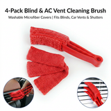 4 Pack Red Shutter and Car AC Vent Cleaner Brush with Washable Microfiber Cleaning Cloth – Reusable Window Blind Dust Remover for Air Vent, Car AC Vent, Fan & Narrow Gap