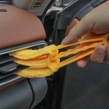 4 Pack Yellow Shutter and Car AC Vent Cleaner Brush with Washable Microfiber Cleaning Cloth – Reusable Window Blind Dust Remover for Air Vent, Car AC Vent, Fan & Narrow Gap