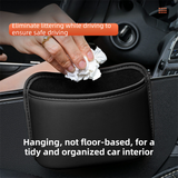Black Waterproof Leather Car Hanging Storage Organizer with Back Clip 20 x 14.5CM – Mutifunctional Car Trash Bin Cup Holder Phone Storage Pocket for Seat Back, Door & Center Console