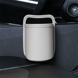 Grey White Waterproof Leather Car Hanging Storage Organizer with Back Clip 14.5 x 10.5CM – Mutifunctional Car Trash Bin Cup Holder Phone Storage Pocket for Seat Back, Door & Center Console