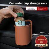 Orange Waterproof Leather Car Hanging Storage Organizer with Back Clip 14.5 x 10.5CM – Mutifunctional Car Trash Bin Cup Holder Phone Storage Pocket for Seat Back, Door & Center Console