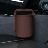 Coffee Waterproof Leather Car Hanging Storage Organizer with Back Clip 14.5 x 10.5CM – Mutifunctional Car Trash Bin Cup Holder Phone Storage Pocket for Seat Back, Door & Center Console