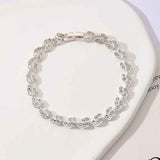 2 Pack Silver and Rose Gold Women's Crystal Leaf Bracelets with Gift Box – Elegant Rhinestone Alloy Link Bracelet, Minimalist Fashion Jewelry Gift for Women