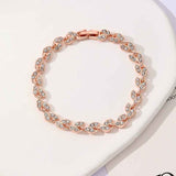 2 Pack Gold and Rose Gold Women's Crystal Leaf Bracelets with Gift Box – Elegant Rhinestone Alloy Link Bracelet, Minimalist Fashion Jewelry Gift for Women