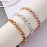 3 Pack Silver Gold and Rose Gold Women's Crystal Leaf Bracelets with Gift Box – Elegant Rhinestone Alloy Link Bracelet, Minimalist Fashion Jewelry Gift for Women