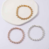 3 Pack Silver Gold and Rose Gold Women's Crystal Leaf Bracelets with Gift Box – Elegant Rhinestone Alloy Link Bracelet, Minimalist Fashion Jewelry Gift for Women