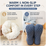 Winter Cozy Warm Loungewear Gift Set – 170 × 200CM Dark Grey Flannel Fleece Wearable Blanket with Adjustable Sleeves Large Front Pocket and Back Velcro Closure, Free M Size Sherpa Fleece Cable Knit Anti-Slip Slipper Socks for Home Relaxation