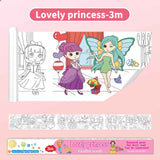 3M Extra Long Kids Reusable Coloring Paper Roll, Lovely Princess Theme Self-Adhesive Wall Coloring Poster and DIY Cuttable Drawing Craft Paper Scroll with Gift Box