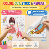 3M Extra Long Kids Reusable Coloring Paper Roll, Transportation Theme Self-Adhesive Wall Coloring Poster and DIY Cuttable Drawing Craft Paper Scroll with Gift Box