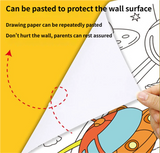 3M Extra Long Kids Reusable Coloring Paper Roll 2 Pack, Space Adventure and Animal World Theme Self-Adhesive Wall Coloring Poster and DIY Cuttable Drawing Craft Paper Scroll with Gift Box