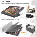 Dark Grey Foldable Anti-Slip Felt Jigsaw Puzzle Board with 6 Sorting Drawers – Lightweight 1000 Piece Puzzle Table Mat, 2-in-1 Neck-Friendly Storage Stand and Protective Cover for Unfinished Puzzle